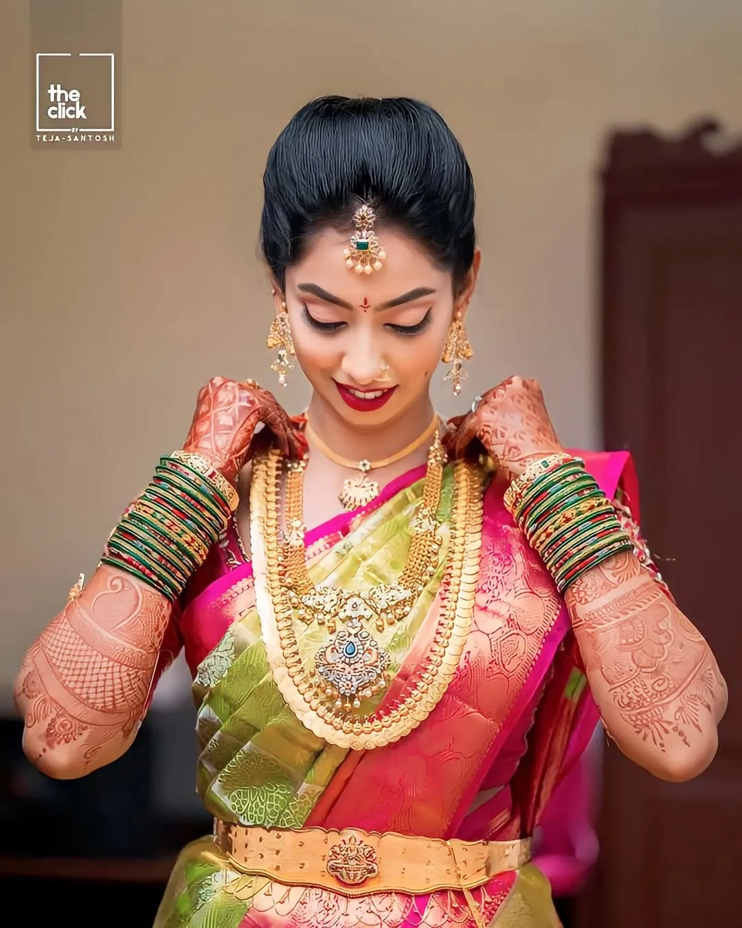 traditional Indian bridal makeup Hyderabad red saree HD wedding glam look