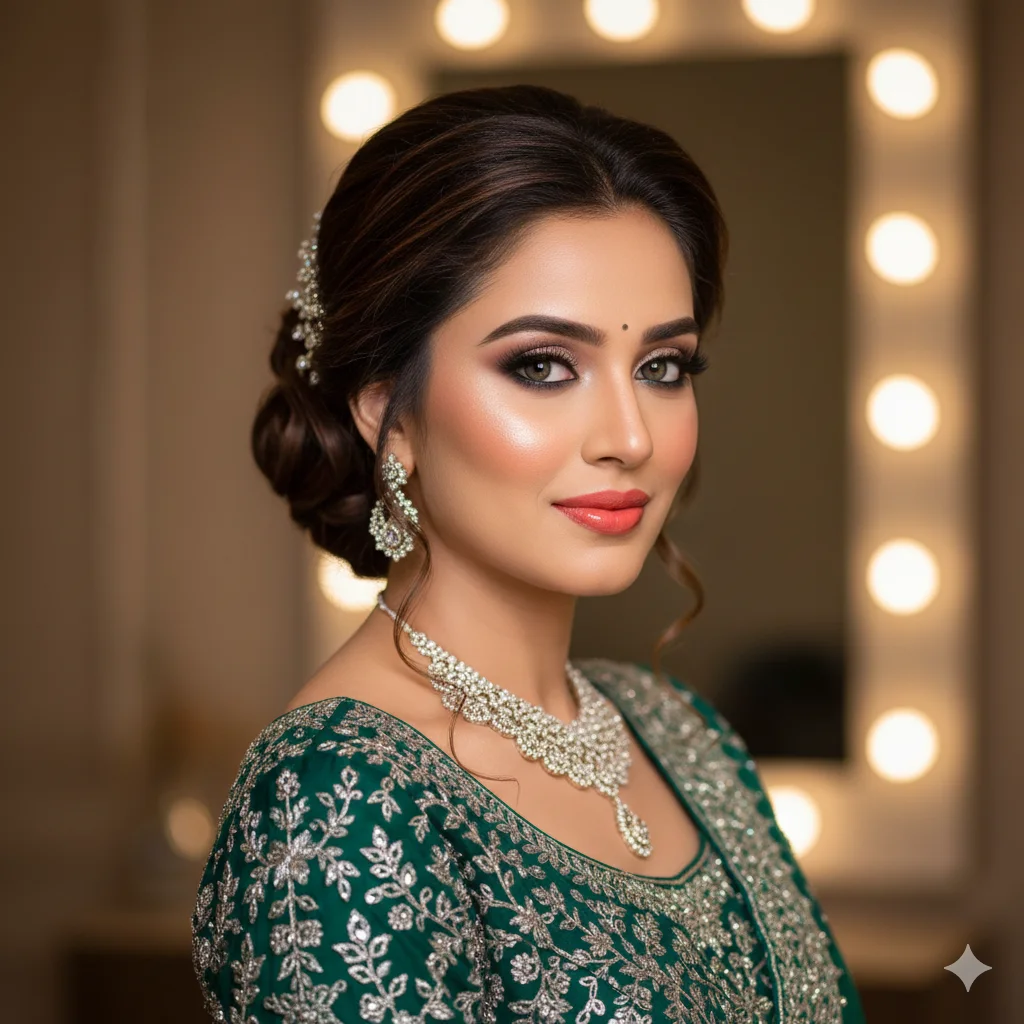 HD bridal reception makeup artist in Moulali Hyderabad